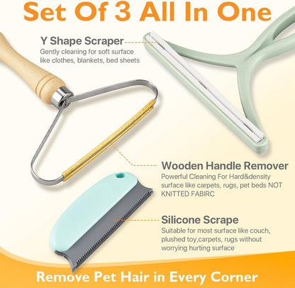 AXEGY 3-piece pet hair scraper tool set cleaning car seat