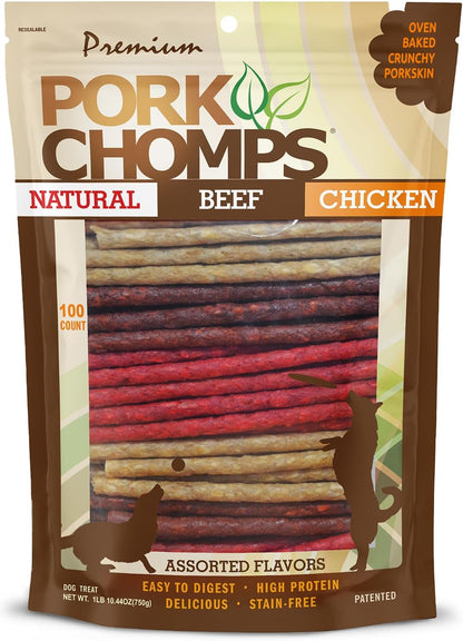 Authentic USA imported Pork Chomps long lasting digestible dog treats