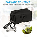 Hilihali dog walking accessory set with fabric dispenser and metal carrier close up