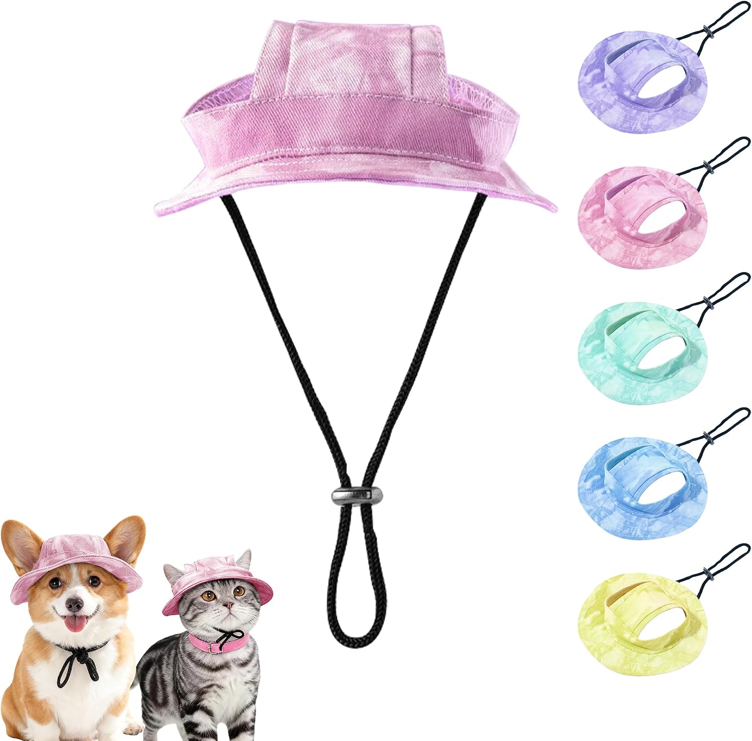 Cat Sun Hat,Dog Bucket Hat,Pet Sport Hat&Pet Hat with 2Ear Holes,Fall Hats for Cats&Dogs,Decorative Hats for Cats&Dogs,Make Your Pet Even Cuter and More Beautiful (Blue, S) - Image 9