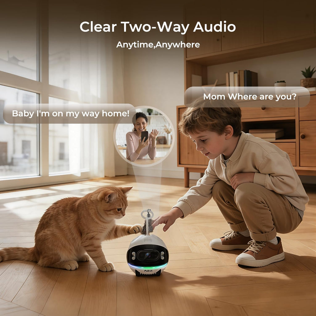 Aez robot camera interactive laser toy feature for pets