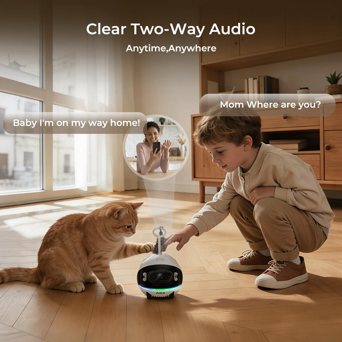 Aez robot camera interactive laser toy feature for pets