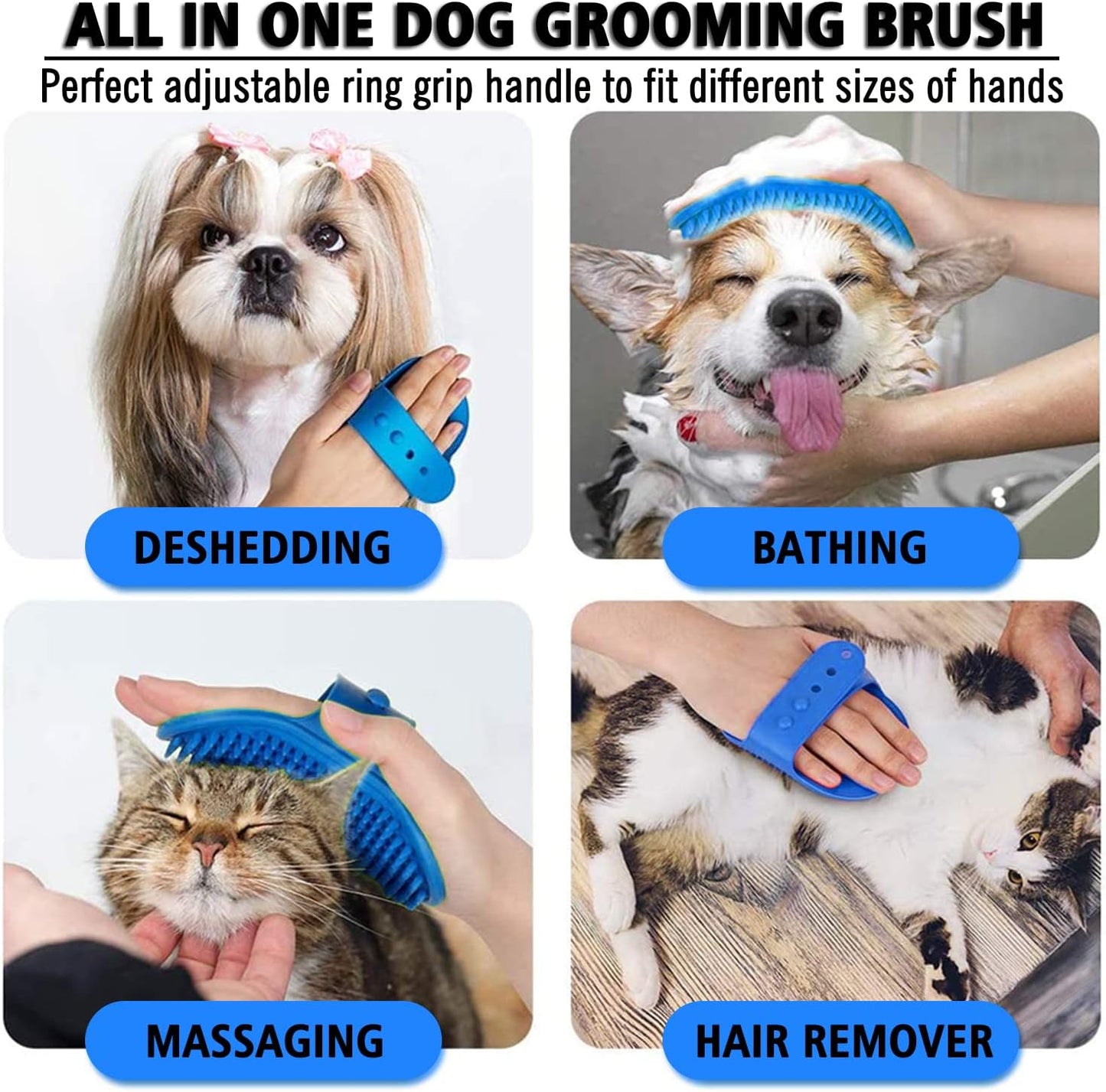 Two piece set of Kwispel rubber pet brushes for long and short haired dogs