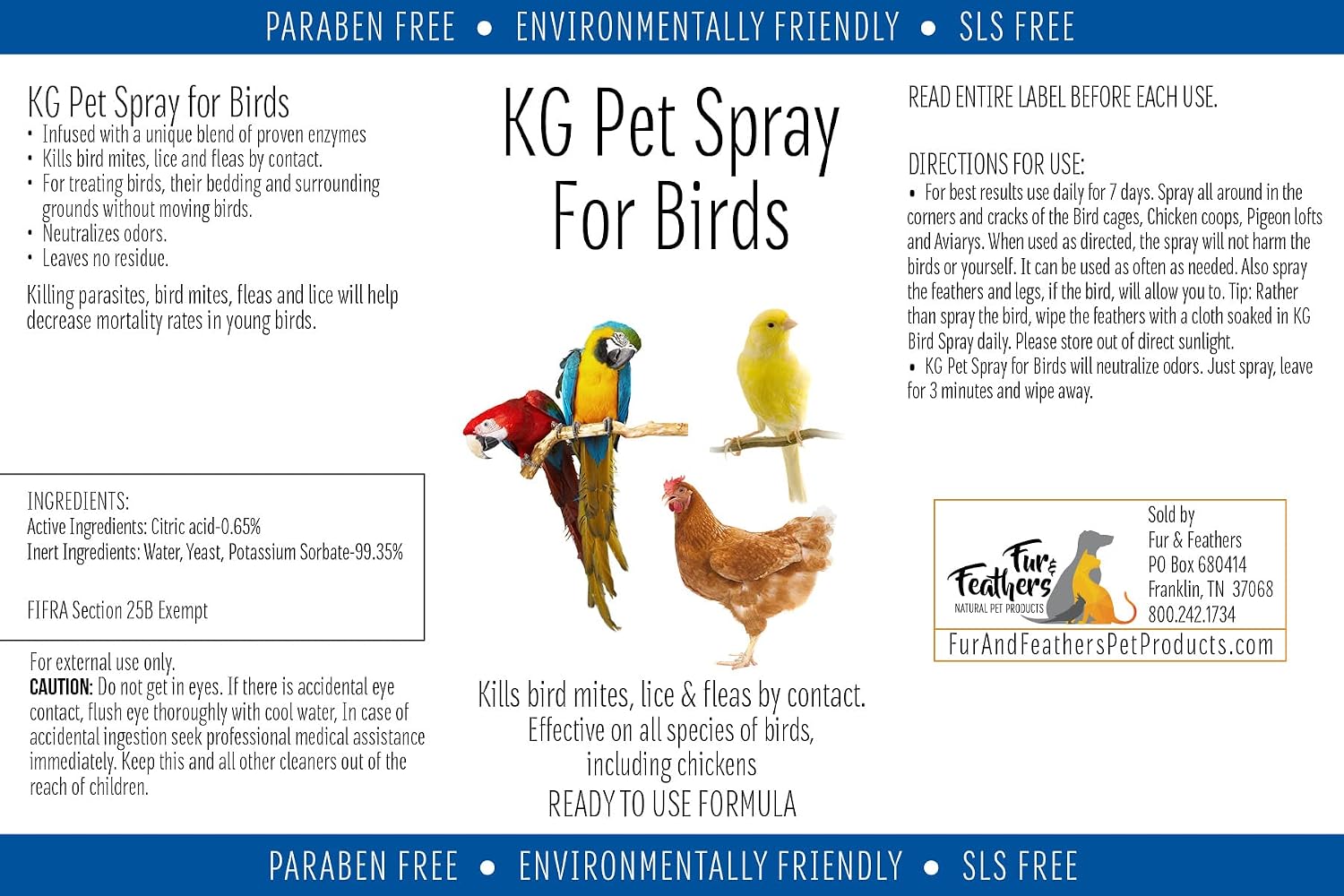 Ready to use natural enzyme bird mite spray application on cage