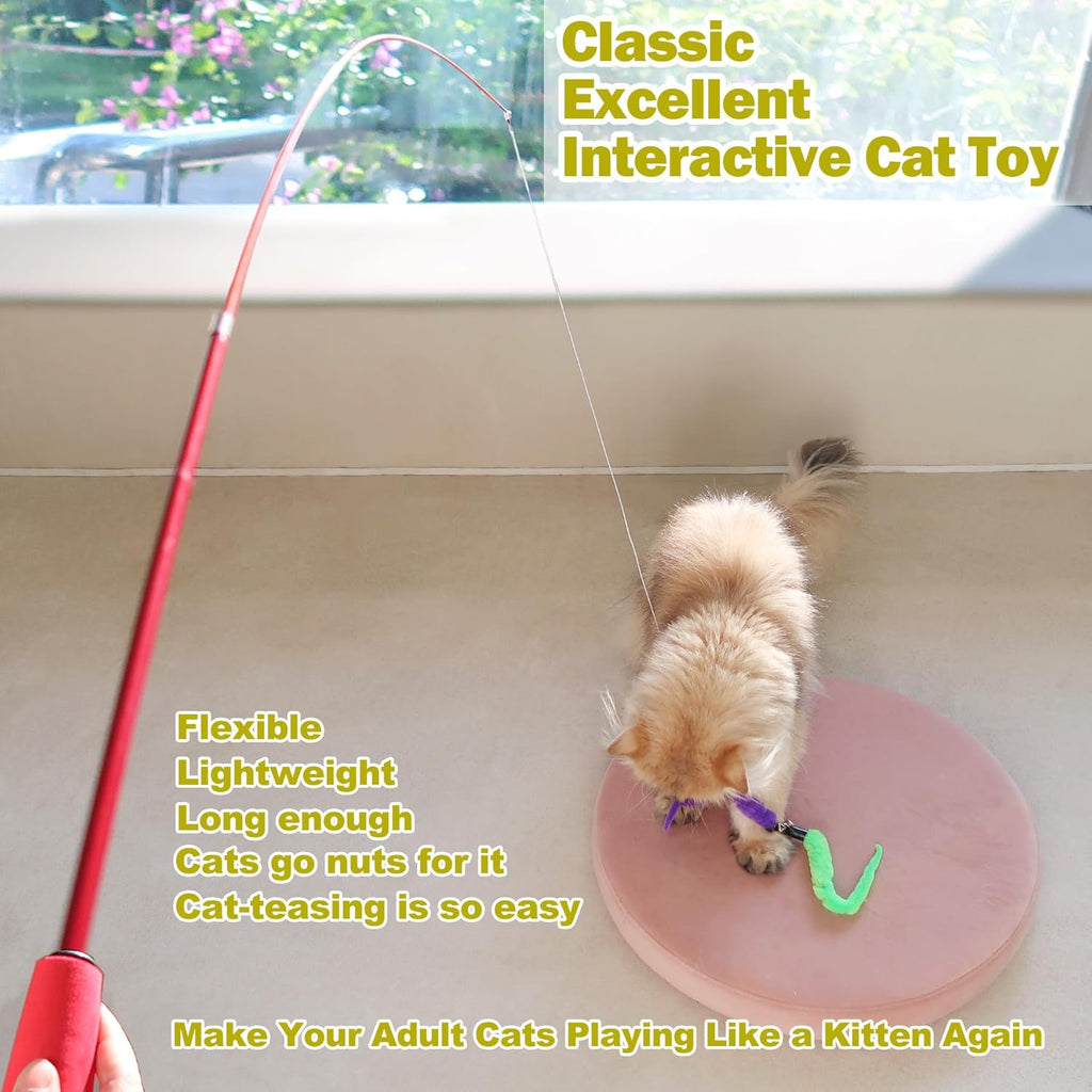 MeoHui cat toy set showing extended telescopic fishing poles