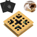 EIODEAR Cat Nail File Box front view showing the premium wooden puzzle structure and slots.
