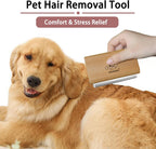 Authentic pet deshedder brush angled view displaying the durable construction and sleek professional finish.