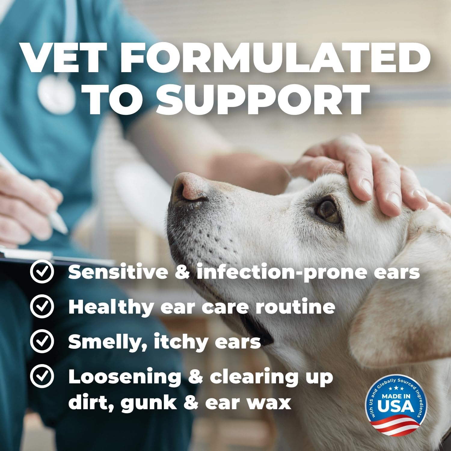 Mighty Petz veterinary formulated pet ear wash bottle