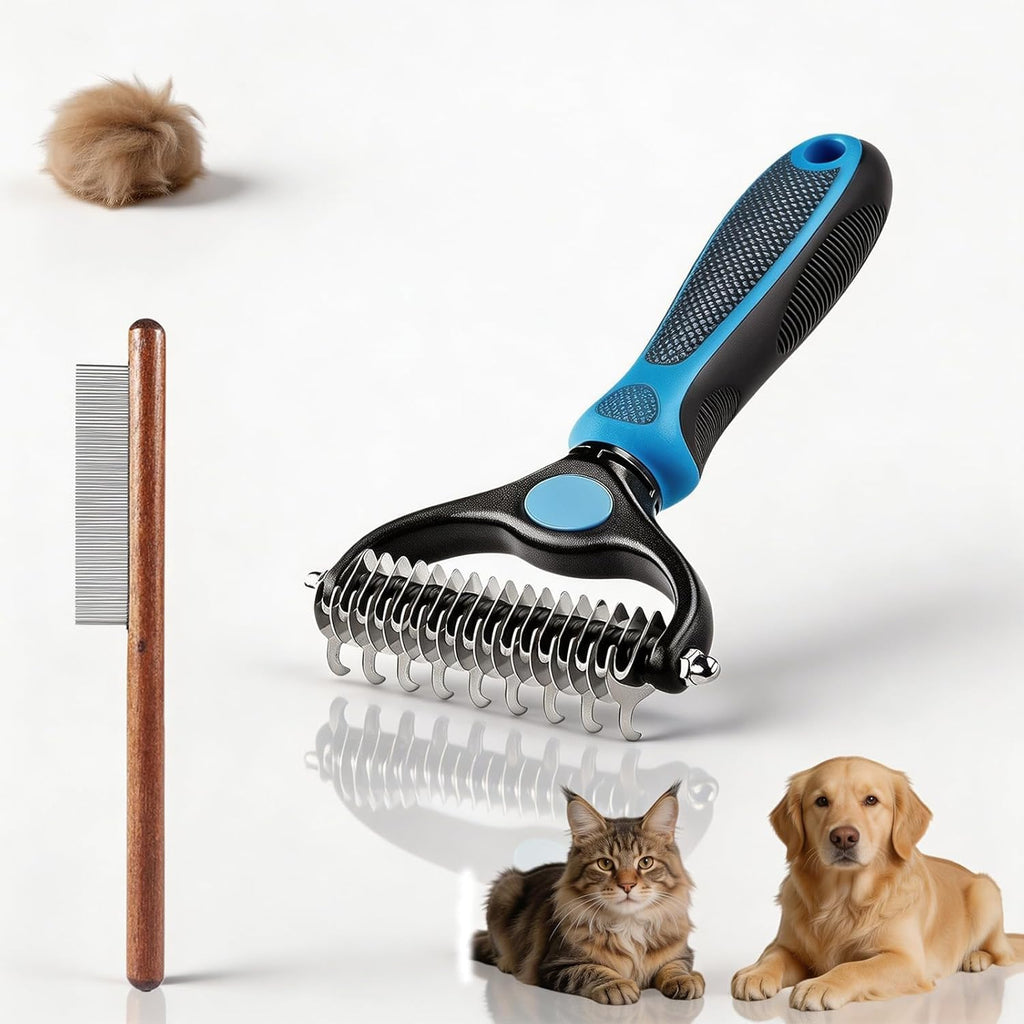 Ycppog 2-In-1 Pet Hair Brush front view showing dual-sided design