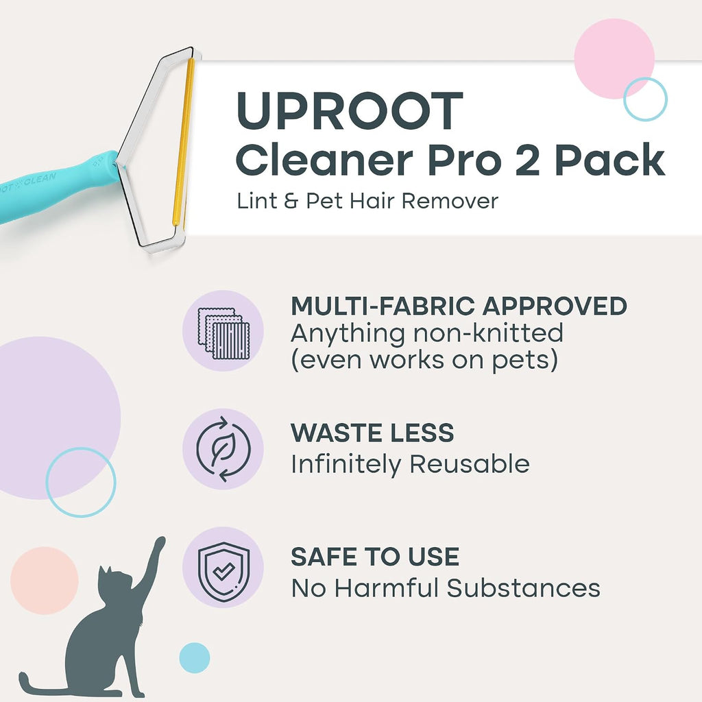 Using Uproot Clean pet fur remover on gray couch