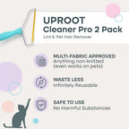 Using Uproot Clean pet fur remover on gray couch