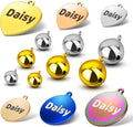 Hopelf stainless steel dog collar bell with custom name tag front view