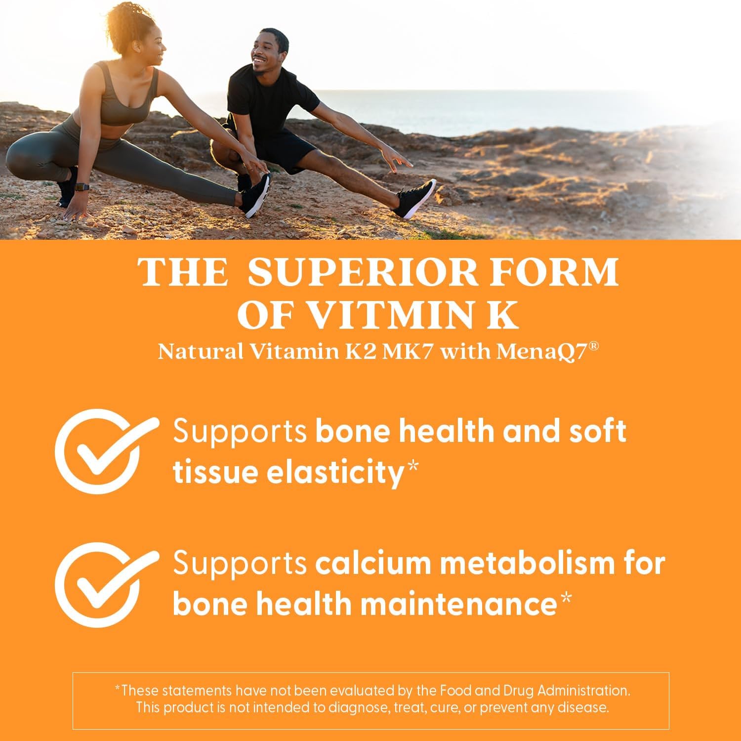 Close up of the back label on Doctor's Best Natural Vitamin K2 MK7 showing usage instructions.