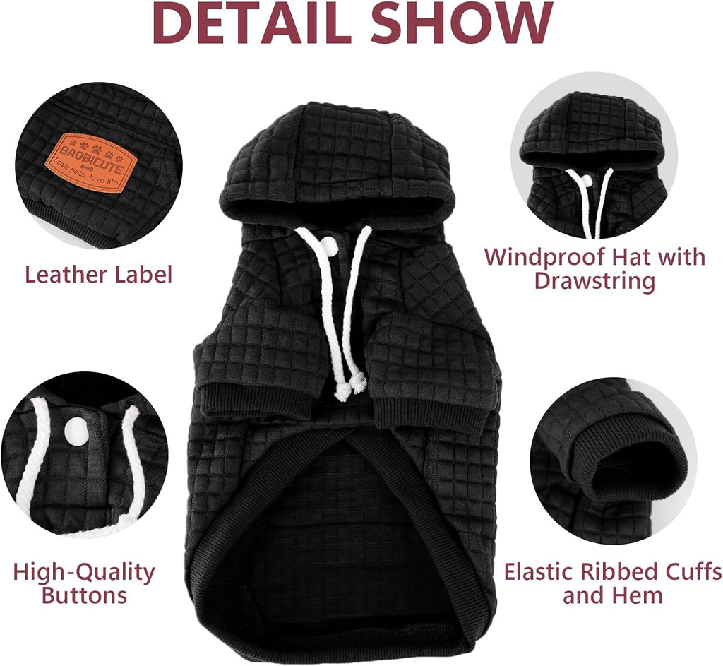 Black and grey waffle knit dog sweatshirts for bulldogs