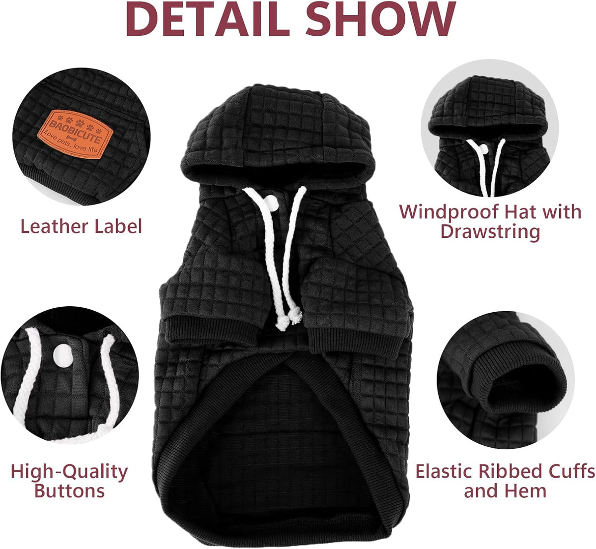 Black and grey waffle knit dog sweatshirts for bulldogs