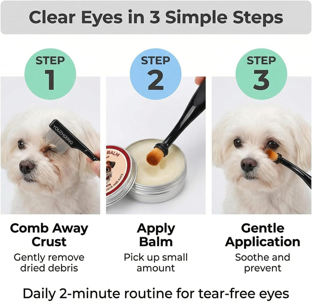 Youzhixing pet eye gunk balm with pro application powder brush for white dog grooming