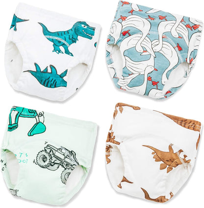 Joyo Roy soft potty training pants front view showcasing dinosaur prints on cotton toddler underwear