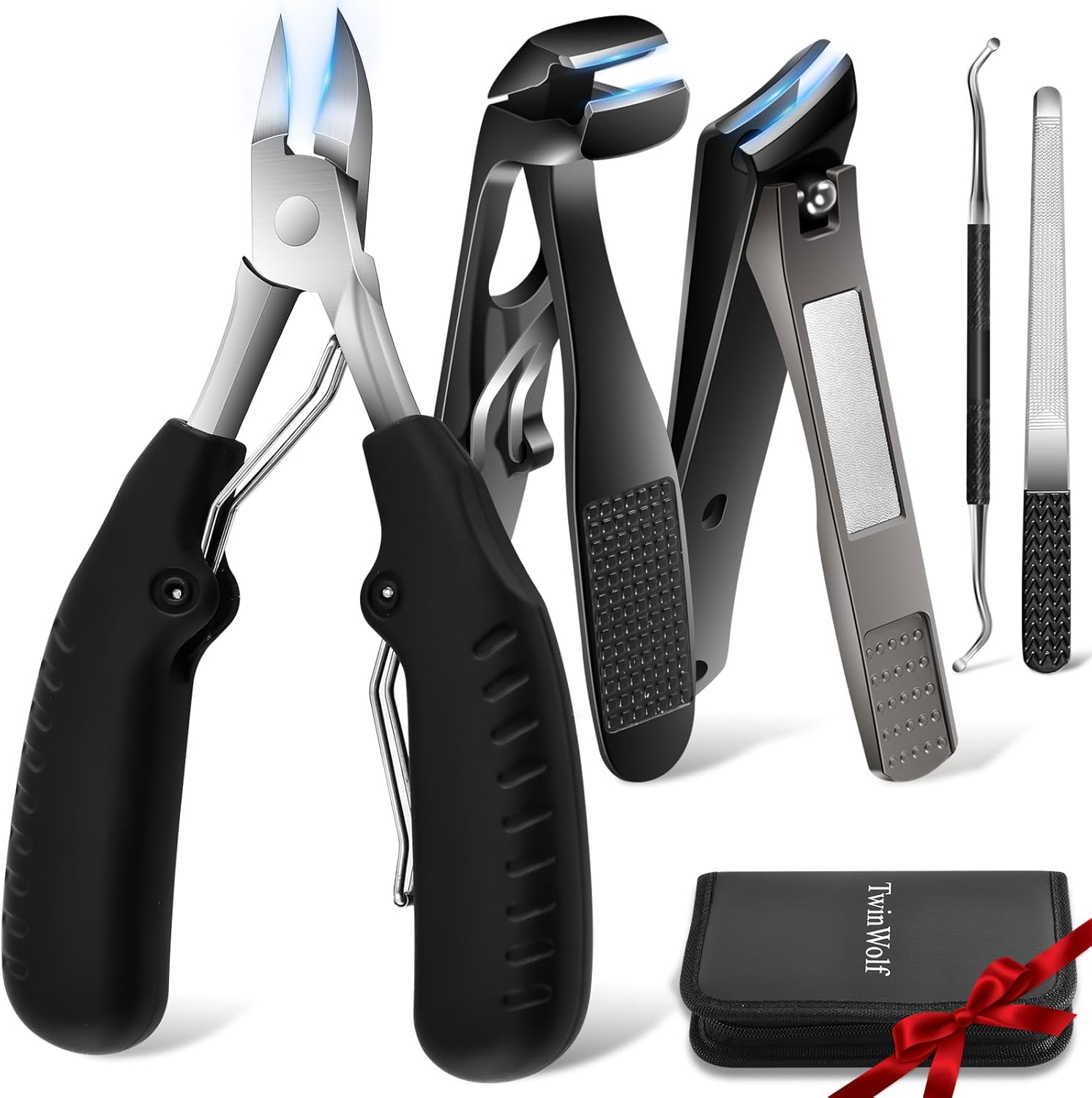 Twinwolf 5-piece toenail clipper set for seniors front view