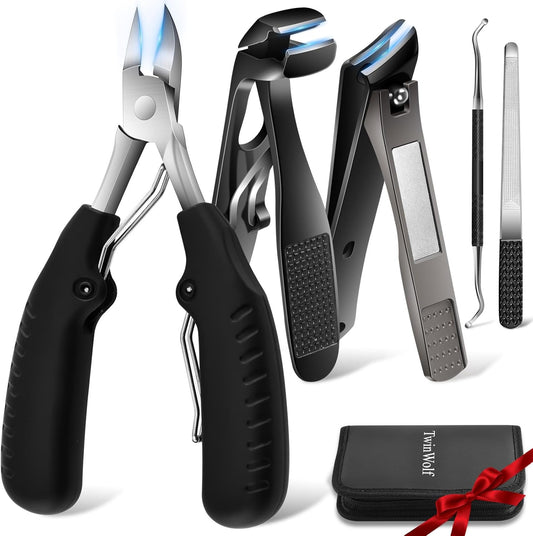 Twinwolf 5-piece toenail clipper set for seniors front view