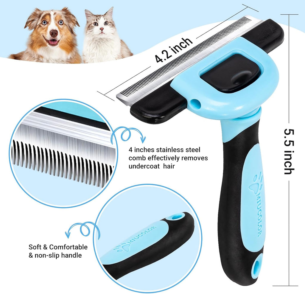 Blue and black ergonomic Miu Color grooming brush handle detail