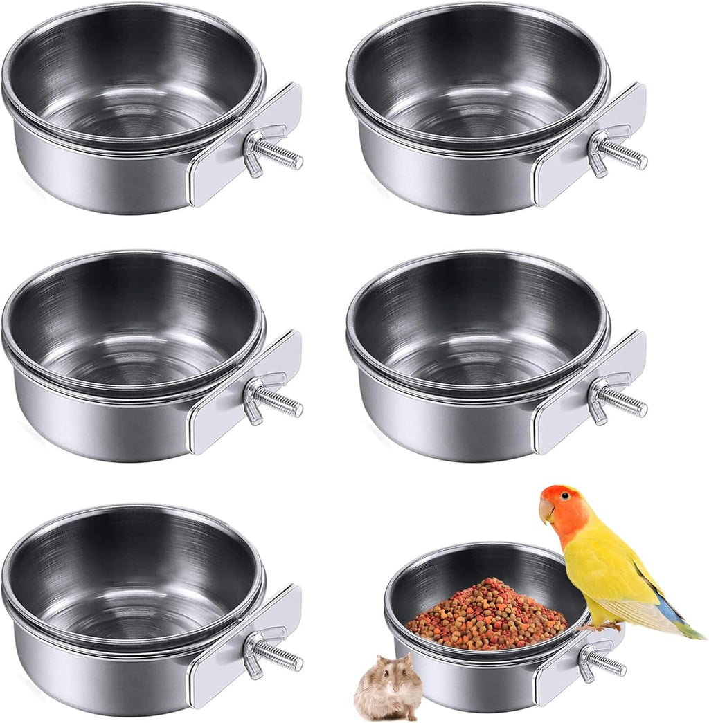 PINVNBY Parrot Feeding Cups Birds Food Dish Stainless Steel Parrot Feeders Water Cage Bowls with Clamp Holder for Cockatiel Conure Budgies Parakeet Parrot Macaw Small Animal Chinchilla Pack of 2 - Image 12