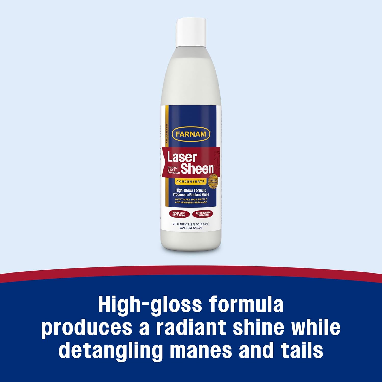 High gloss horse coat conditioner and detangler bottle by Farnam