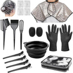 Xarchy professional hair bleach kit front view displaying nineteen essential coloring tools neatly arranged.