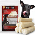 FidoFlix natural rawhide dog rolls front view of premium packaging
