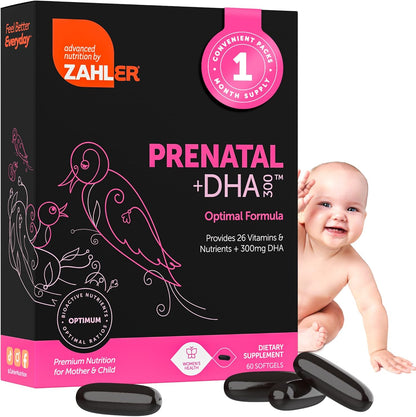 Zahler Prenatal +DHA 300 front view bottle packaging
