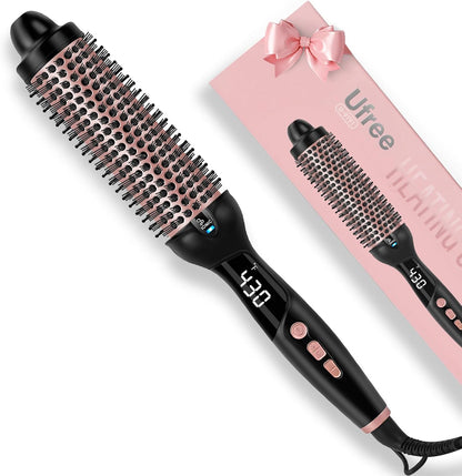 Ufree Ionic Thermal Brush front view showing the 1.5 inch ceramic barrel and digital temperature display screen.
