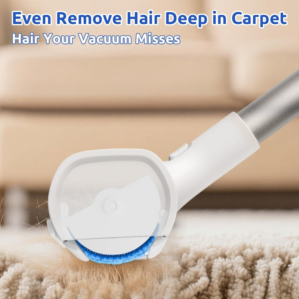 Static fleece roller head for carpet pet hair removal