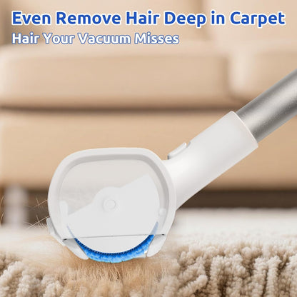 Static fleece roller head for carpet pet hair removal