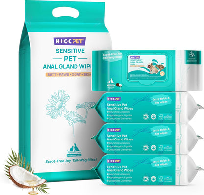 HICC PET Wipes for Dogs & Cats, Vet Recommended Cleaning Deodorizing & Soothing Allergy Infections Anal Gland Wipes, Hydrating & Nourish Fur Dog Grooming Wipes for Paw, Butt, Body-Hypoallergenic - Image 15
