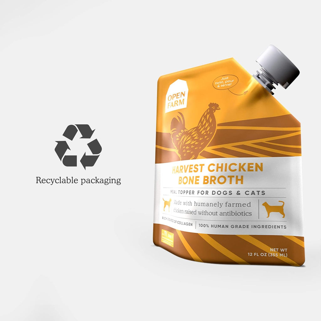 Open Farm humanely raised chicken bone broth supplement for pet hydration