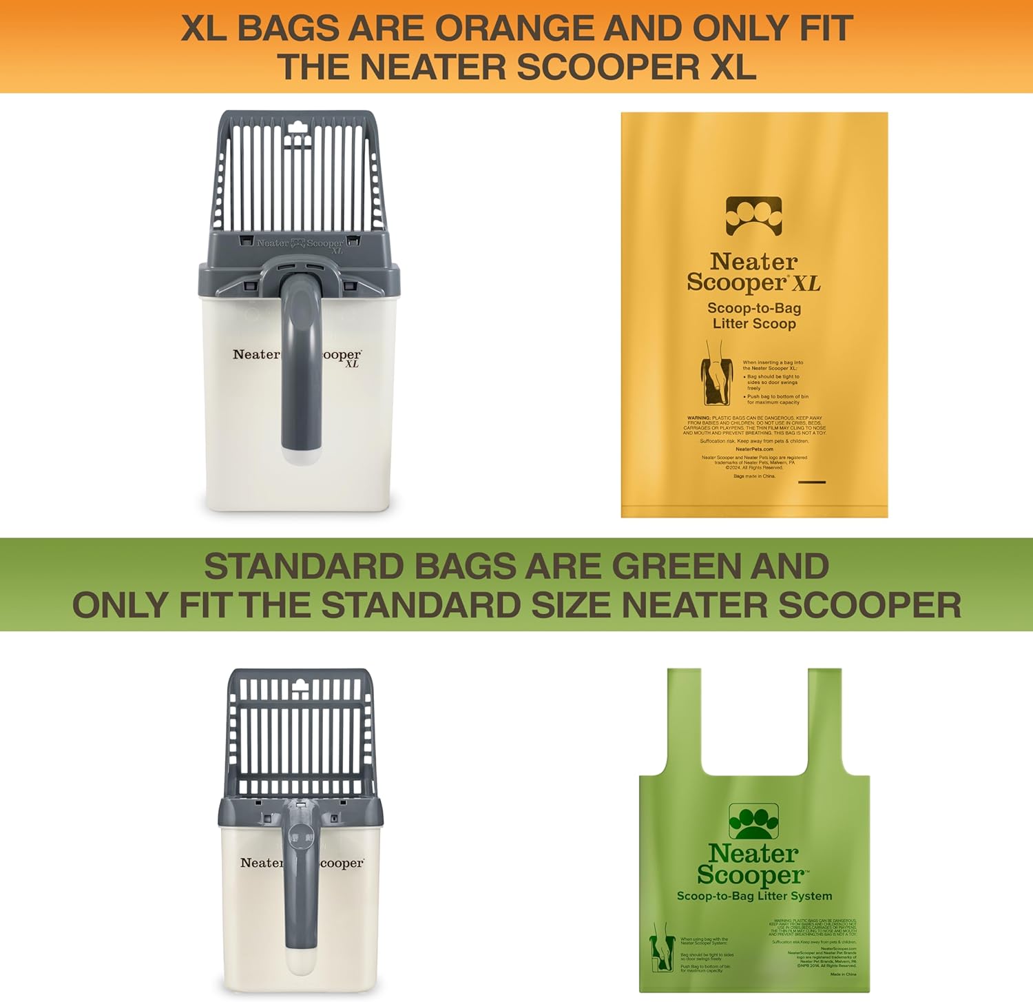180 count pack of Neater Scooper XL refill liners