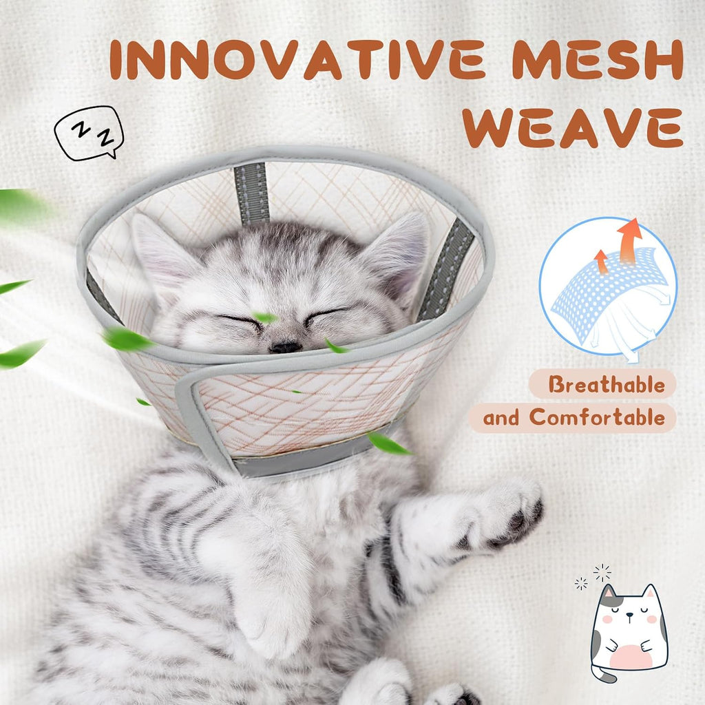 Supet cat neck cone alternative showing flexible lightweight structure for daily routine