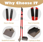Durable metal pet waste remover with long handle on green grass.