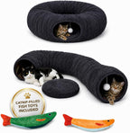 R1M MERCH Cat Tunnel Bed dark gray front view showcasing circular donut shape and plush center mat