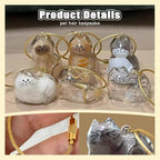 Close up of cat shape memorial keepsake container showing the secure bottom closure and clear acrylic material