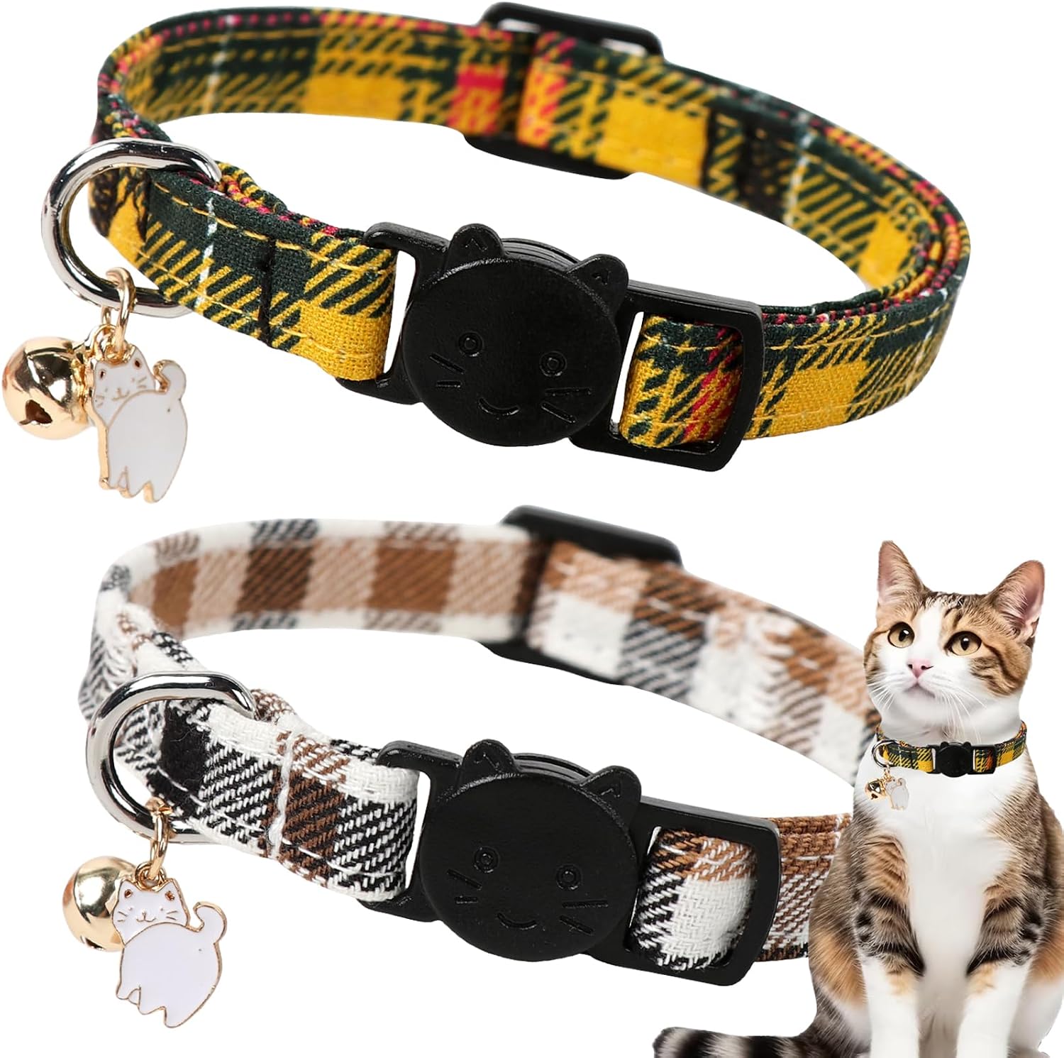 Unique style paws 2 Pack Valentine Kitten Collar Breakaway with Bell&Pendant, Adjustable Safety Colorful Love Heart Pink Bow Cat Cotton Collar for Girl Boy Cat and Small Pet - Image 15