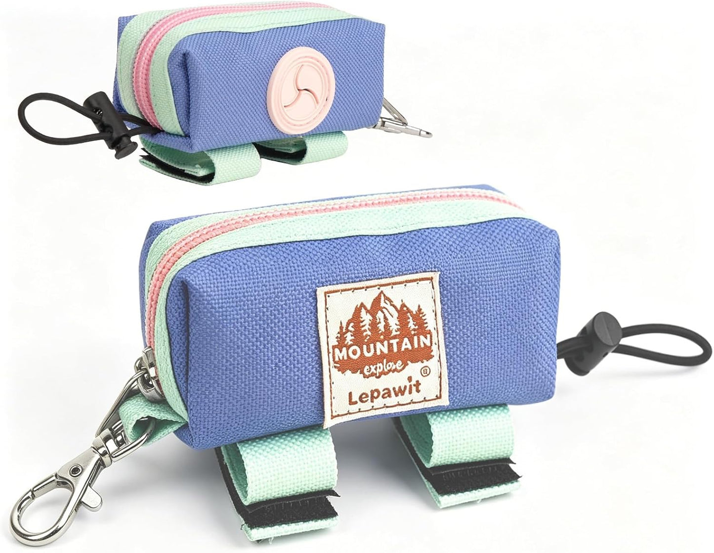 Dog Poop Bag Holder for Leash, Zippered Canvas Poop Bag Dispenser Pouch with Velcro Straps & Metal Carabiner Clip, Holds Keys & Treats for Daily Dog Walking - Image 15