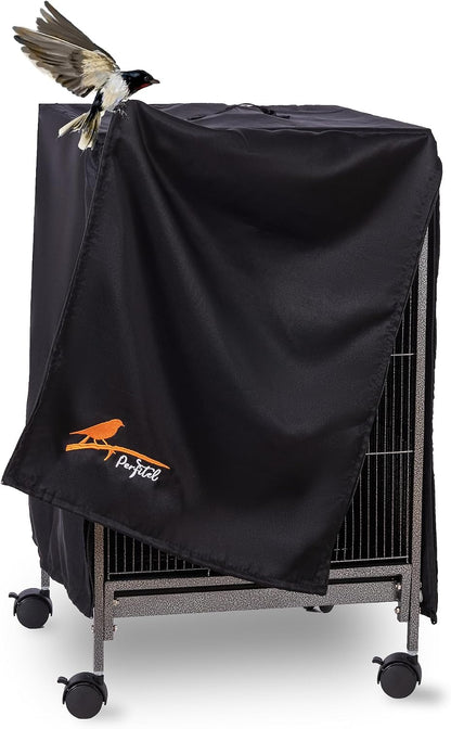 Perfitel black out pet cage cover showing secure fit and durable stitching details