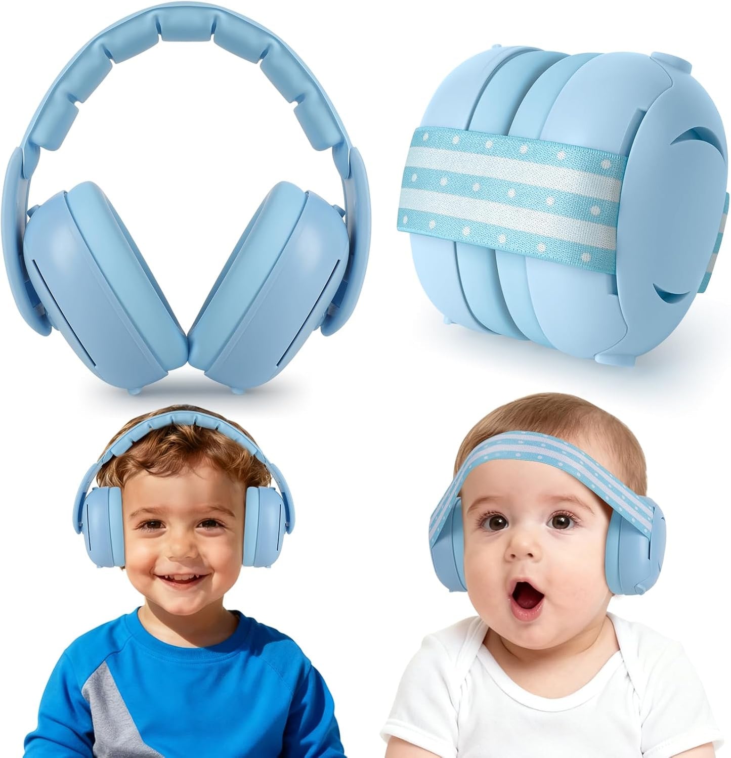 Cumunebula 2-in-1 baby ear muffs front view