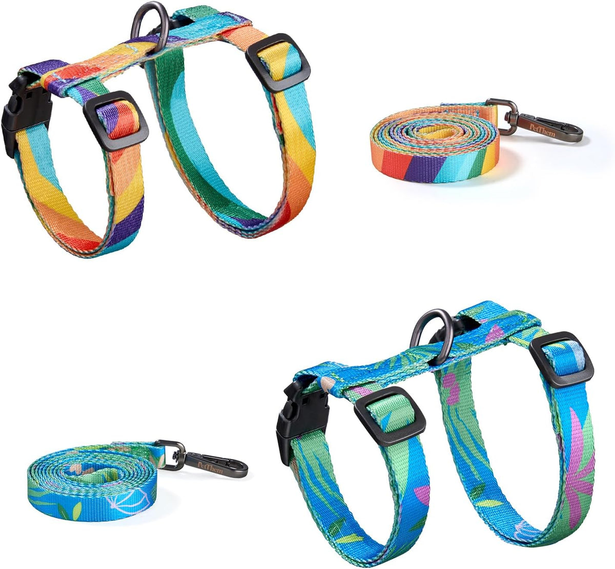 PetThem cat harness displayed on packaging for size reference