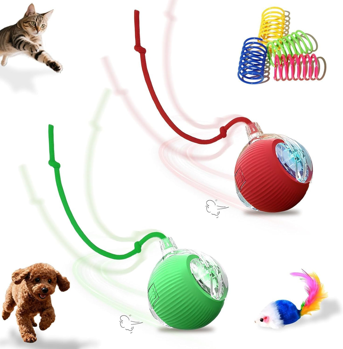 Petayouj interactive smart cat toy ball 2-pack front view for indoor pets.