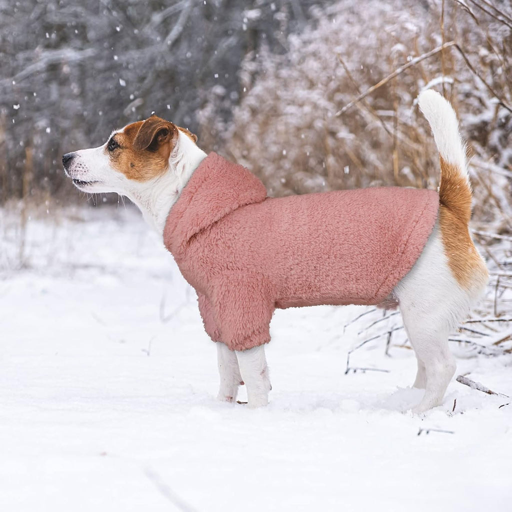 Stpiatue winter pet apparel pink color hooded sweater