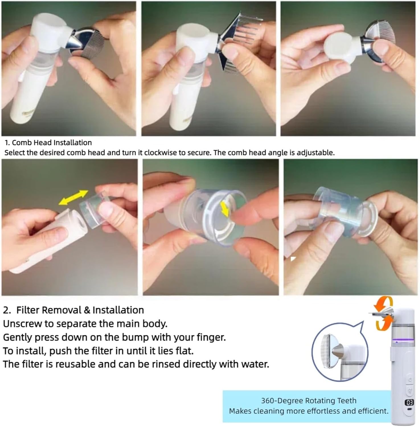 Velytycheon pet grooming tool showing debris collection feature