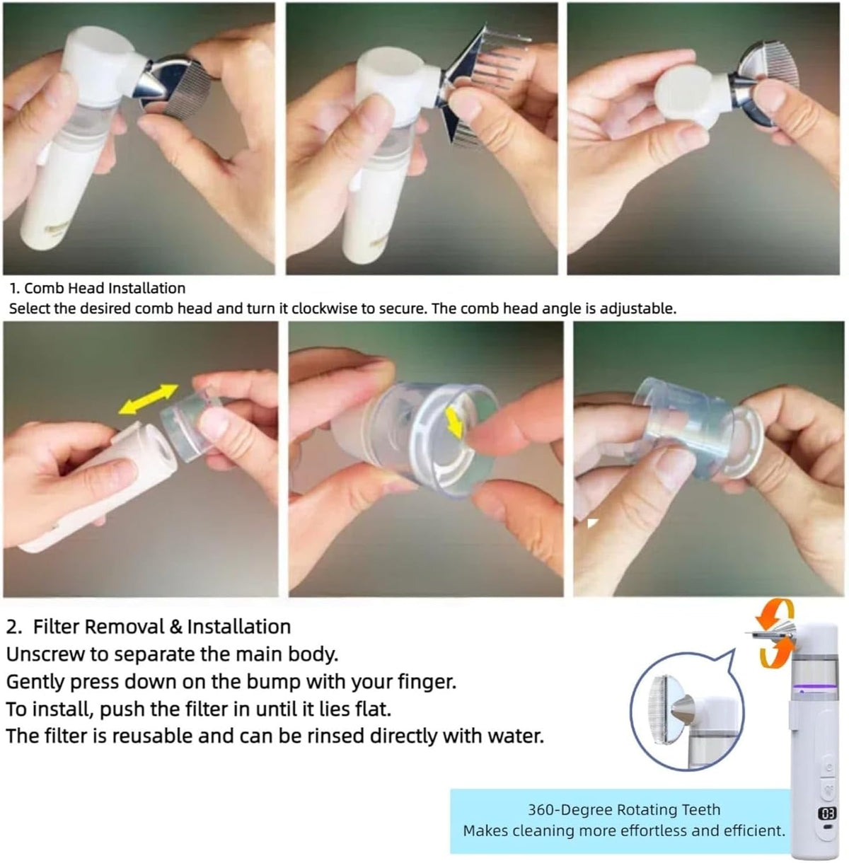 Velytycheon pet grooming tool showing debris collection feature