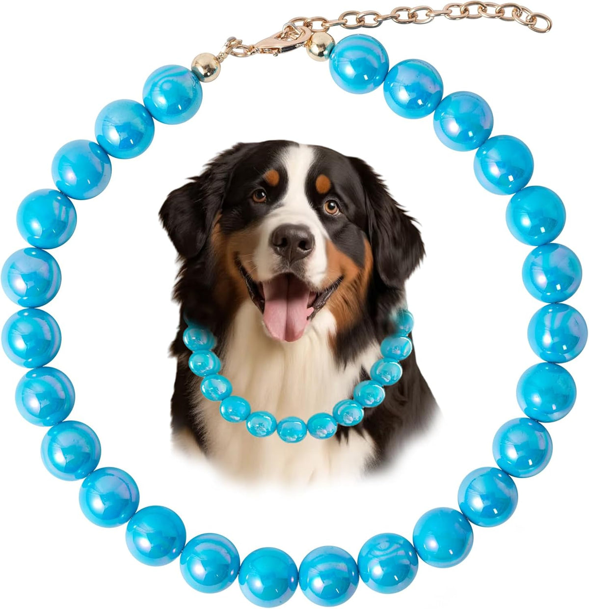 Pearl Collar Beaded Dog Collar Necklace Coloful Beads Adjustable Rhinestone Jewelry Pet Pearl Collar for Small, Medium/Large Dogs18"+3",Coloful Pearl - Image 14