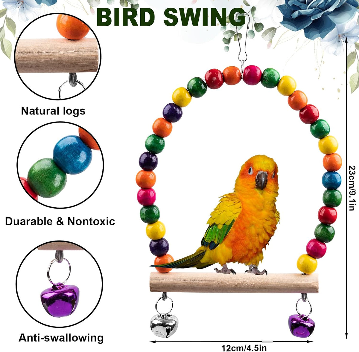 Bird Toys for Parakeets 7Pcs, Wood Parrots Budgie Cage Accessories - Image 2
